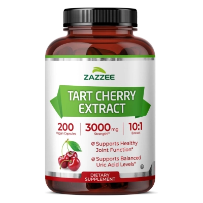 Extrato de Cereja Montmorency 10:1, Suporte ao Ácido Úrico, Saúde Articular e Ação Antioxidante, 200 Cápsulas, Zazzee