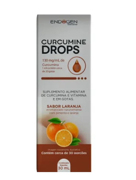 Curcumine Drops, 30Ml, Sabor Laranja, Endogen