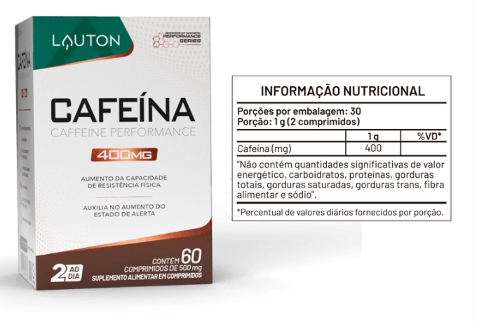 Cafeína Performance Series 400mg, 60 comprimidos, Lauton Nutrition