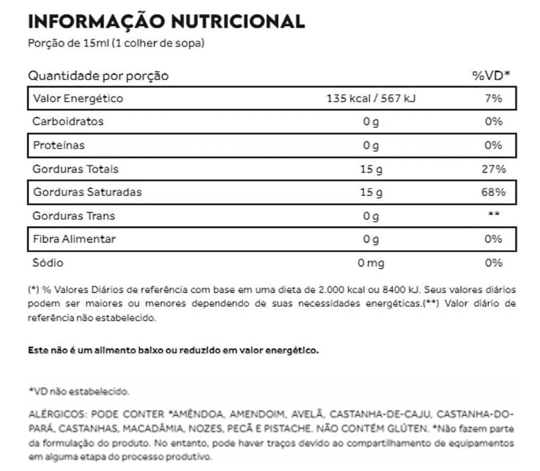 Brain TCM, óleo de coco, 300ml, Puravida