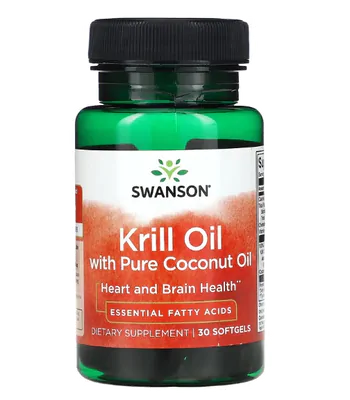 Óleo de Krill com Óleo de Coco Puro, 30 Cápsulas, Swanson
