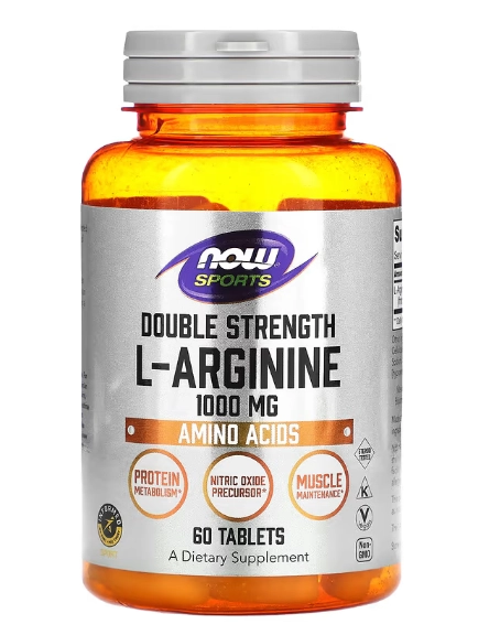 L-Arginina Double Strength, 1000mg, 60 Comprimidos, Now