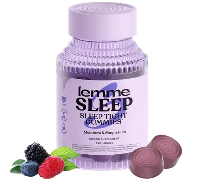 Lemme Sleep, Melatonina 5mg com Elderberry, Magnesium, L-Theanine e Lavanda, 60 Gomas Sabor Frutas Vermelhas