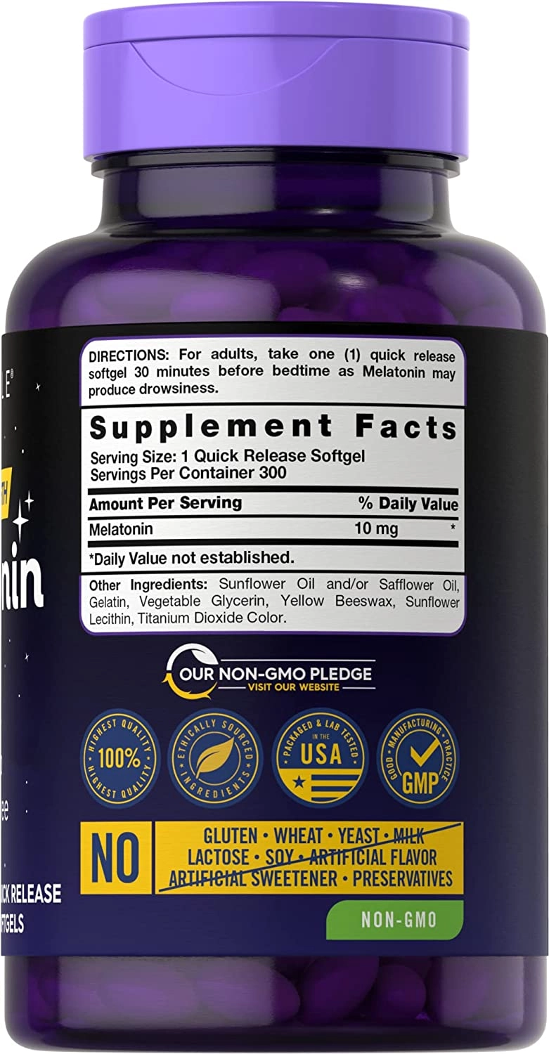 Melatonina 10mg, 300 Capsulas, Carlyle
