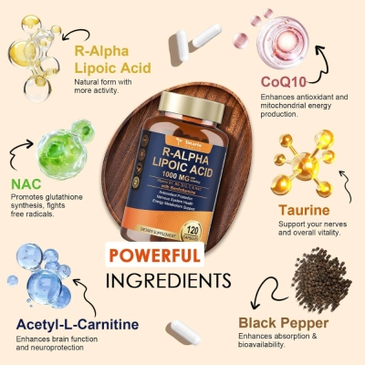 Ácido R-Alfa Lipóico, 12 em 1, 600mg, 120 Cápsulas, Totaria Health