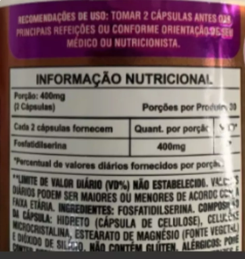 Fosfatildiserina 400mg, 60 Capsulas, Sunfood