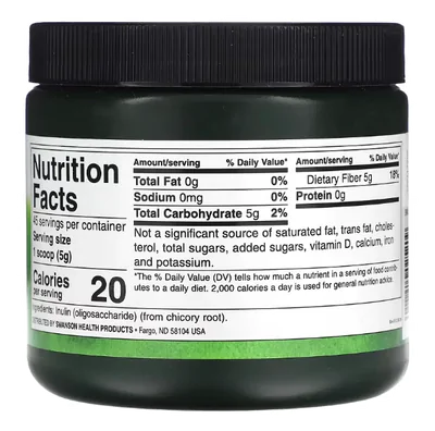 Inulina, Fibra Solúvel Prebiótica, 227g, Swanson