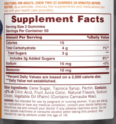 Melatonina 10mg, 100 Gomas Sabor Blueberry, Sundown