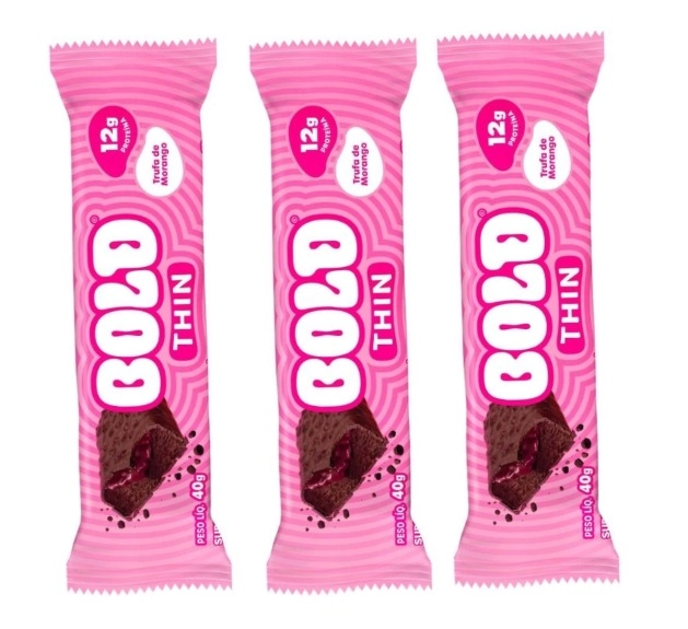 Barra de Proteína Thin, 12g de Proteína, Sabores, 3 Unidades, 40g Cada, BOLD Snacks