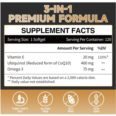 Ubiquinol CoQ10 400mg, 120 Cápsulas Máxima Absorção, Cozynol
