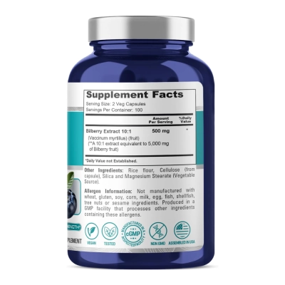 Bilberry Extract 5000mg, 200 Cápsulas Veganas - NusaPure