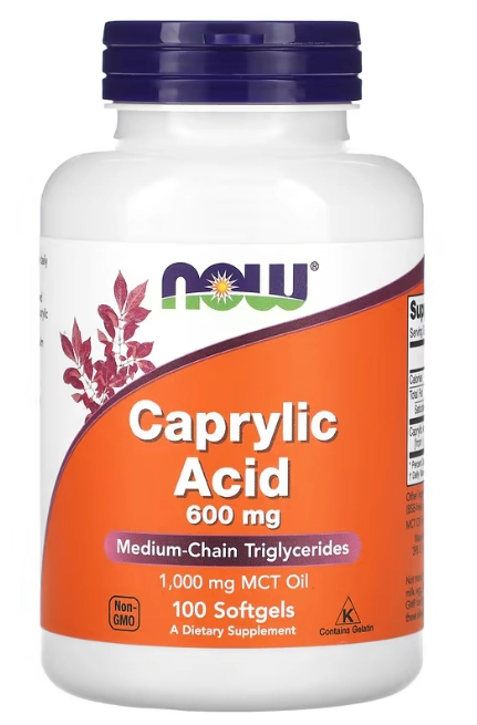Ácido Caprílico 600mg, 100 Cápsulas, Now