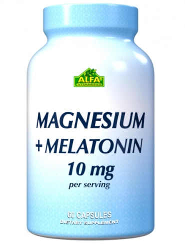 Magnésio + Melatonin 10mg, 60 Capsulas, Alfa Vitamins