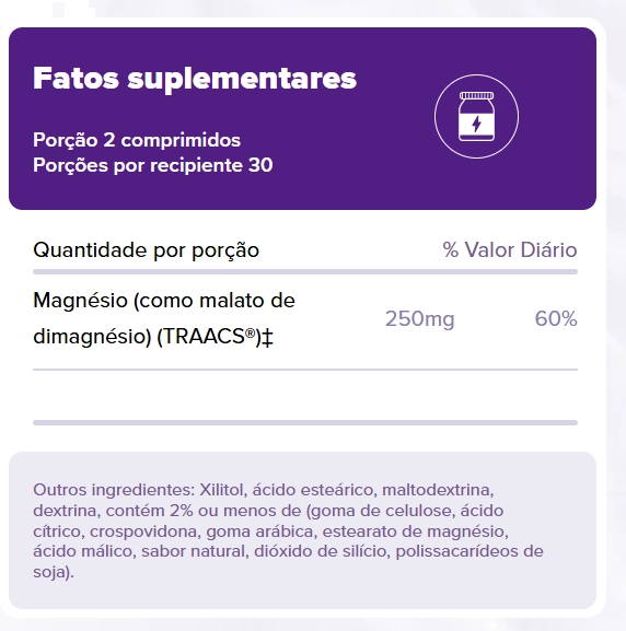 Magnésio High Absorption 250mg, 60 Comprimidos mastigáveis, Natrol