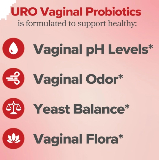 URO Probióticos Vaginais para Mulheres pH Balance com Prebióticos e Mistura de Probióticos Lactobacillus, 60 Cápsulas, O
