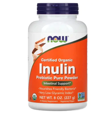 Inulina Orgânica Certificada, Pó Puro Prebiótico, 227g, Now