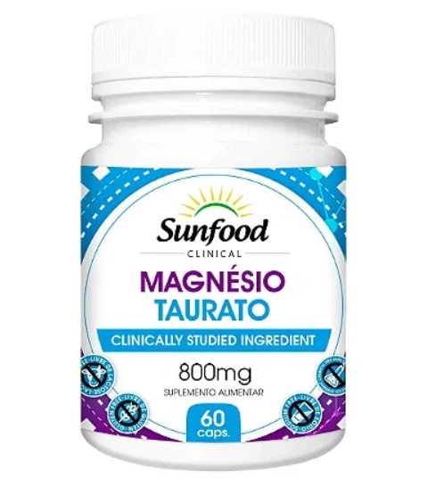 Magnésio Taurato, 800mg, 60 Cápsulas, Sunfood