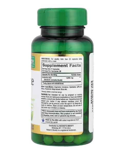 Berberina 1000mg, 60 Cápsulas, Nature's Bounty
