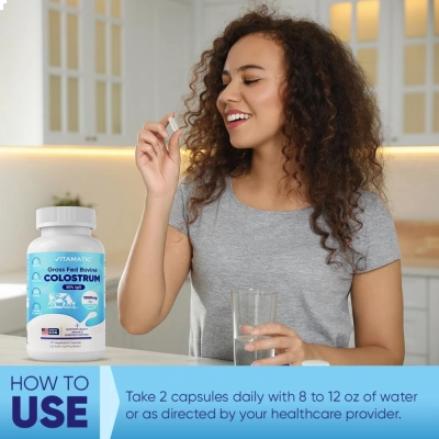 Colostrum (Colostro), Grass Fed Bovine, 1000mg, 120 Cápsulas, Vitamatic