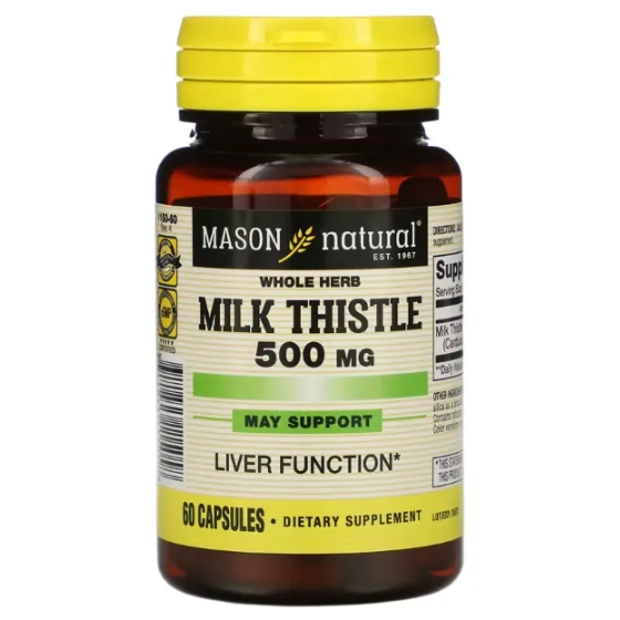 Milk Thistle, 500mg, 60 Cápsulas, Mason Natural