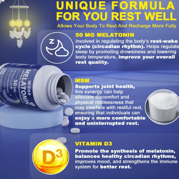 Melatonina 50mg, 60 comprimidos mastigáveis, Neviss
