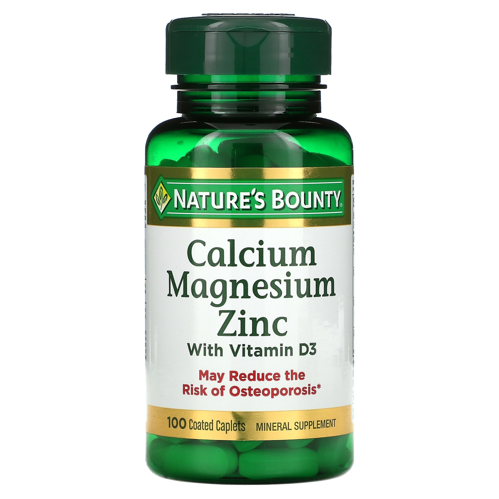 Cálcio, Magnésio e Zinco com Vitamina D3, 100 Comprimidos, Nature's Bounty