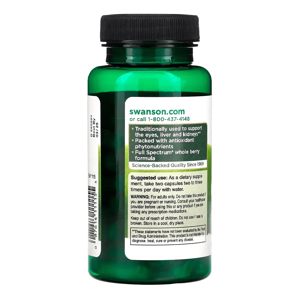 Baga de Goji 500mg, 60 Cápsulas - Swanson