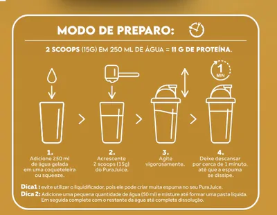 PuraJuice Protein, Sabor Abacaxi com Hortelã, 300g, PuraVida