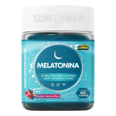 Melatonina Sabor Frutas Vermelhas, 60 Gomas - Sunflower 