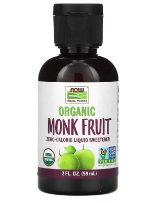 Adoçante líquido Vegano, Real Food, Monk Fruit orgânico, 59ml, Now
