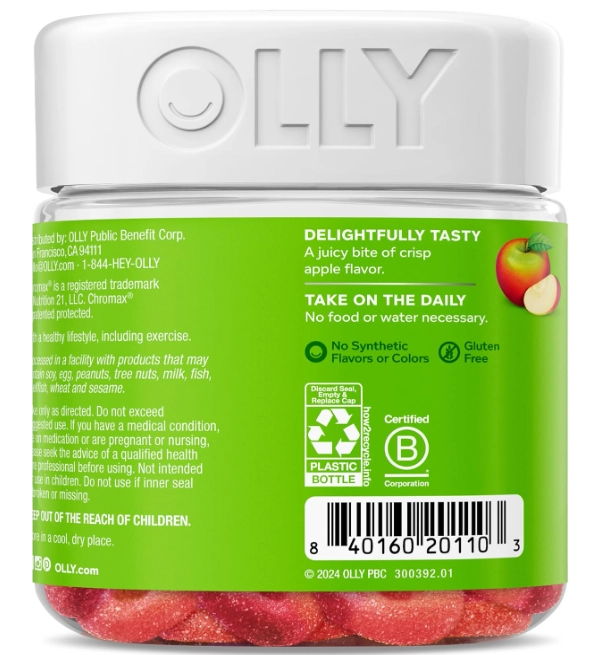 Metabolism Gummy Rings, Com Vinagre de Maçã, Vitamina B12 e Cromo, 30 Gomas Sabor Maçã, OLLY