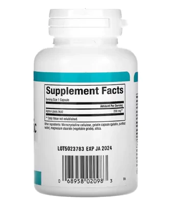 Ácido Alfa Lipoico , 200 mg, 60 cápsulas, Natural Factors