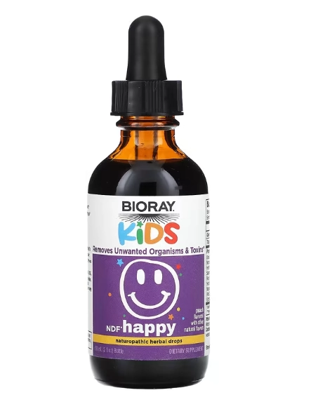 NDF Happy Kids, Remove Organismos e Toxinas Indesejados, 60ml Sabor de Pêssego, Bioray