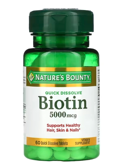 Biotina 5000mcg, 60 Comprimidos de Dissolução Rápida, Nature's Bounty