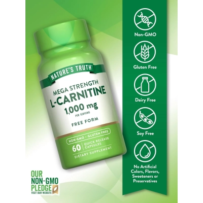 L-Carnitina, 1000mg, 60 Cápsulas - Nature's Truth