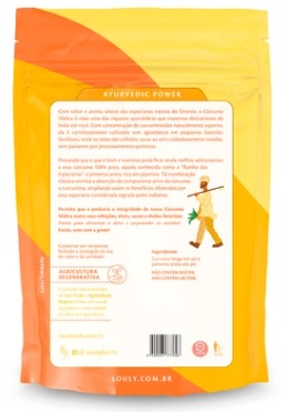 Cúrcuma Védica em Pó Com  Pimenta Preta, 60g, Souly