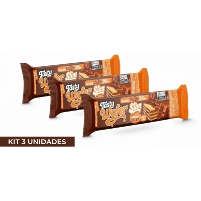Tasty Wafer Slim, Sabor Chocolate Belga, 3 Unidades com 30g Cada, Adaptogen