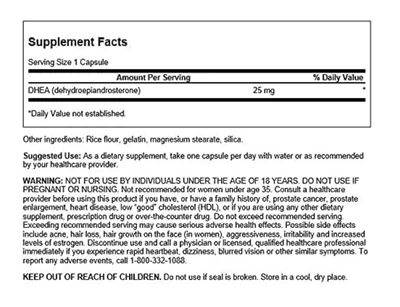 Dhea 25mg, 30 cápsulas, Swanson