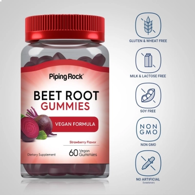 Beet Root (Beterraba), Sabor Morango, 60 Gomas - Piping Rock