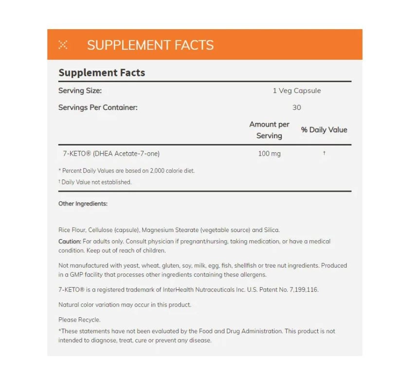 7-Keto 100mg ,60 Capsulas, Now