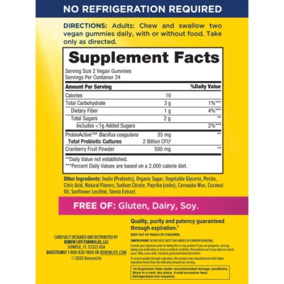 Probiótico Ultimate Flora Women's Care, 2 Bilhões de UFCs, 48 Gomas, Renew Life