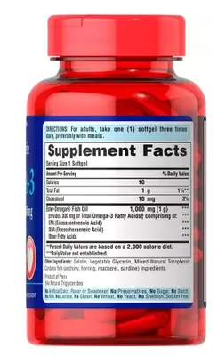 Ômega-3 Óleo de peixe 1000mg, 100 Cápsulas, Puritans Pride