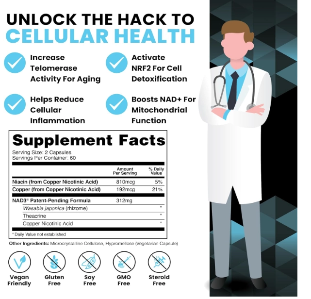 NAD Nicotinamide Riboside, 312mg, 120 Cápsulas, High Performance Nutrition