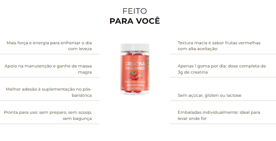 Creatina em Gummies, 30 Gomas Sabor Frutas Vermelhas, Complete Bari