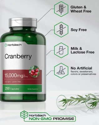 Cranberry 15000mg, Com Vitamina C, 250 cápsulas, Horbaach