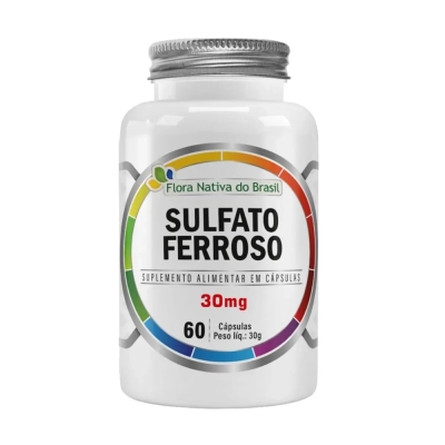 Sulfato Ferroso, 30mcg, 60 Cápsulas, Flora Nativa Do Brasil