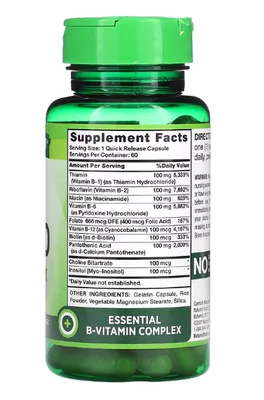 Vitamina B-100 Complex, Alta Potência, 60 Cápsulas, Nature's Truth