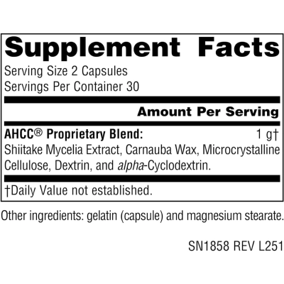 AHCC 500mg, Suporte ao Sistema Imunológico, 60 Cápsulas, Source Naturals
