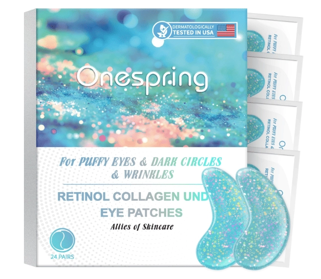 Gel Para Olhos Inchados e Reduz Rugas, com Retinol e Colágeno, 24 Pares de Almofadas Adesivas, Onespring