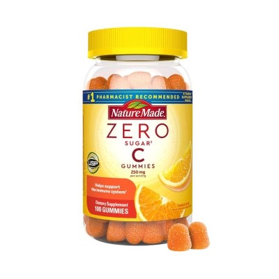 Zero Sugar, Vitamin C, 250mg, Orange Citrus, 100 Gummies, Nature Made